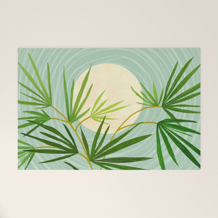Midnight Moon Green Garden Scene Welcome Mat Gallery Image 1