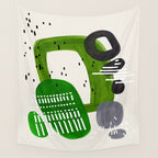 Fun Mid Century Modern Abstract Minimalist Olive Green Rings Grey Black Accent Wall Tapestry Gallery Image 4