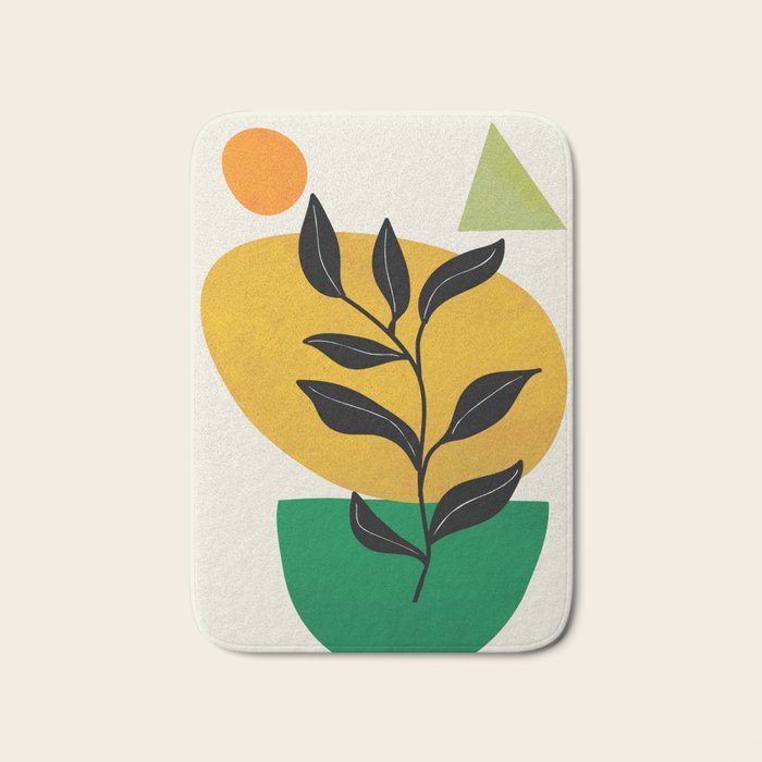 Abstract Organic Shapes and Leaves 2 Bath Mat Gallery Image 1