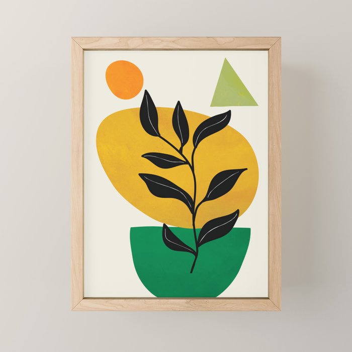 Abstract Organic Shapes and Leaves 2 Mini Art Print Gallery Image 1