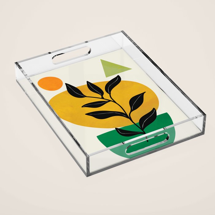 Abstract Organic Shapes and Leaves 2 Acrylic Tray Gallery Image 1