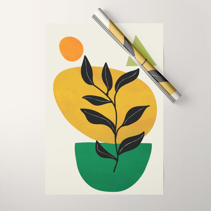 Abstract Organic Shapes and Leaves 2 Wrapping Paper Gallery Image 1