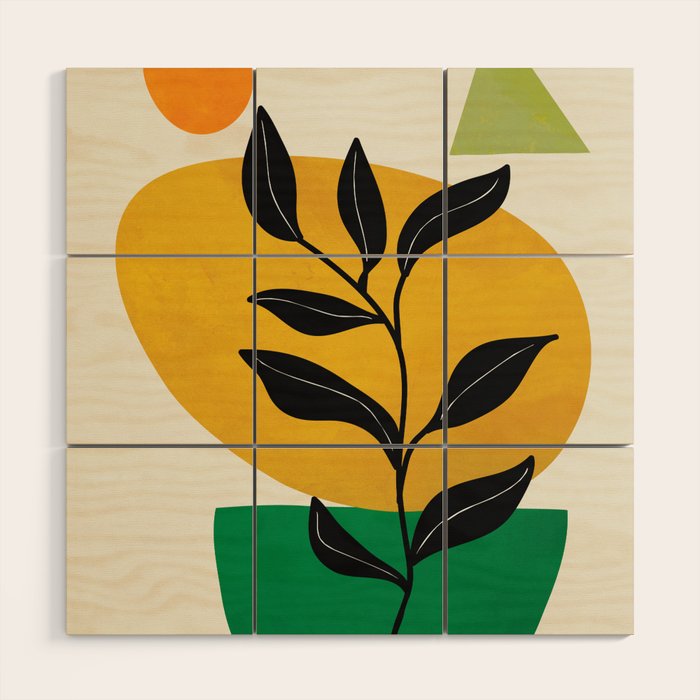 Abstract Organic Shapes and Leaves 2 Wood Wall Art Gallery Image 1