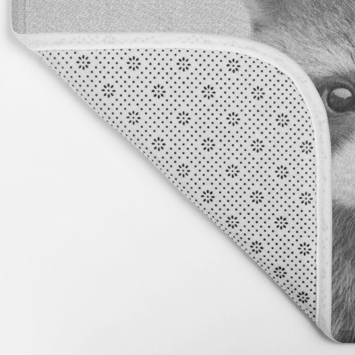Raccoon - Black & White Bath Mat Gallery Image 2
