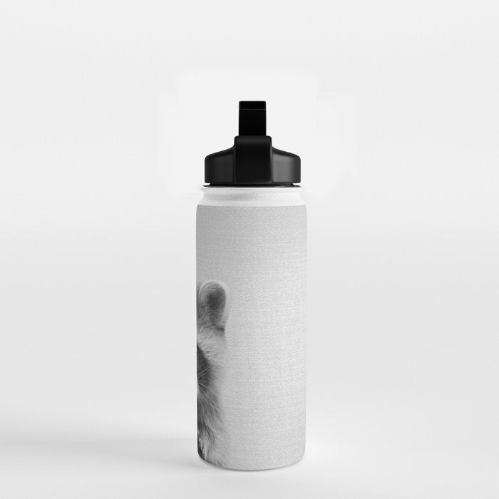 Raccoon - Black & White Water Bottle Gallery Image 2