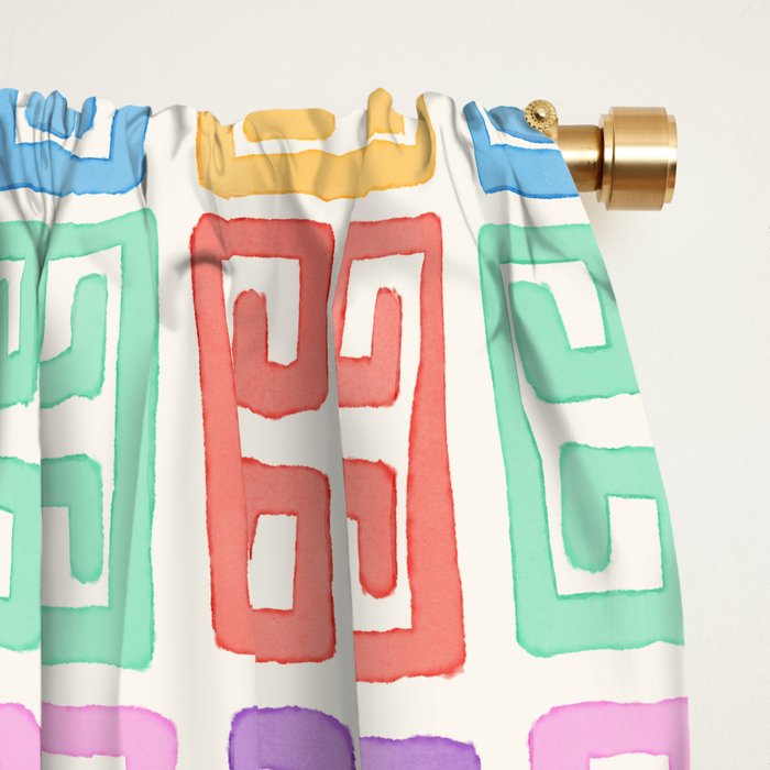 Colorful Greek Style Pattern Window Curtain Gallery Image 2