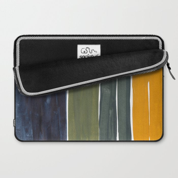 Late November Rothko Inspired Colorful Stripes Navy Blue Olive Green Yellow Laptop Sleeve Gallery Image 2