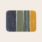 Late November Rothko Inspired Colorful Stripes Navy Blue Olive Green Yellow Bath Mat Gallery Image 1
