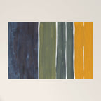 Late November Rothko Inspired Colorful Stripes Navy Blue Olive Green Yellow Welcome Mat Gallery Image 1
