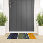 Late November Rothko Inspired Colorful Stripes Navy Blue Olive Green Yellow Welcome Mat Gallery Image 3