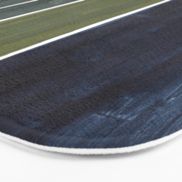 Late November Rothko Inspired Colorful Stripes Navy Blue Olive Green Yellow Bath Mat Gallery Image 3