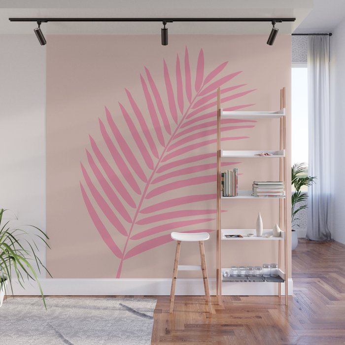 Pink And Blush Palm Leaf Wall Mural Gallery Image 1