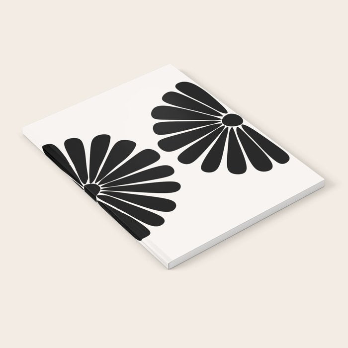 Retro Daisy Abstract I Black and White Bold Floral Notebook Gallery Image 1
