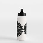 Retro Daisy Abstract I Black and White Bold Floral Water Bottle Gallery Image 3