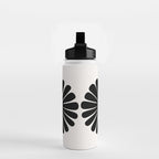 Retro Daisy Abstract I Black and White Bold Floral Water Bottle Gallery Image 2
