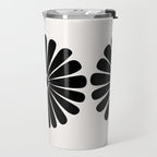 Retro Daisy Abstract I Black and White Bold Floral Travel Mug Gallery Image 2