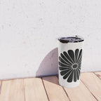 Retro Daisy Abstract I Black and White Bold Floral Travel Mug Gallery Image 4