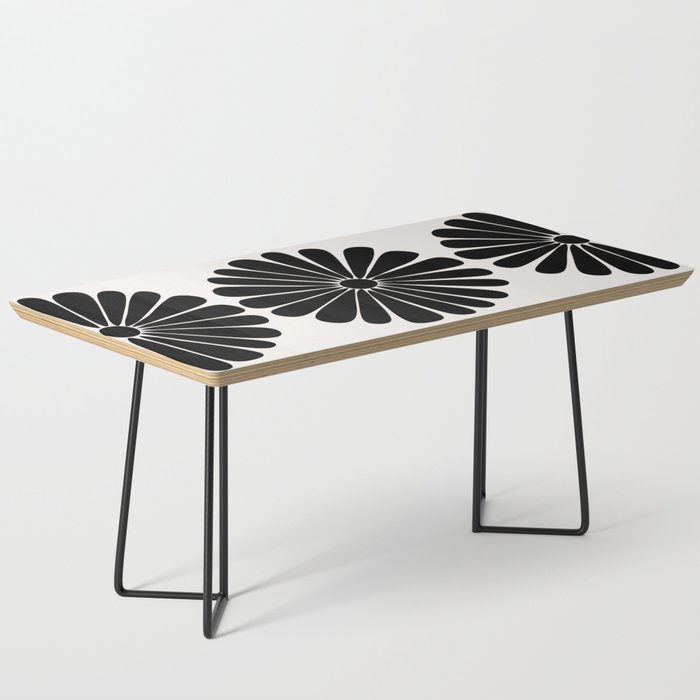 Retro Daisy Abstract I Black and White Bold Floral Coffee Table Gallery Image 1