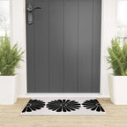 Retro Daisy Abstract I Black and White Bold Floral Welcome Mat Gallery Image 3