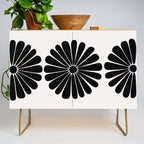 Retro Daisy Abstract I Black and White Bold Floral Credenza Gallery Image 1