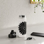 Retro Daisy Abstract I Black and White Bold Floral Water Bottle Gallery Image 4
