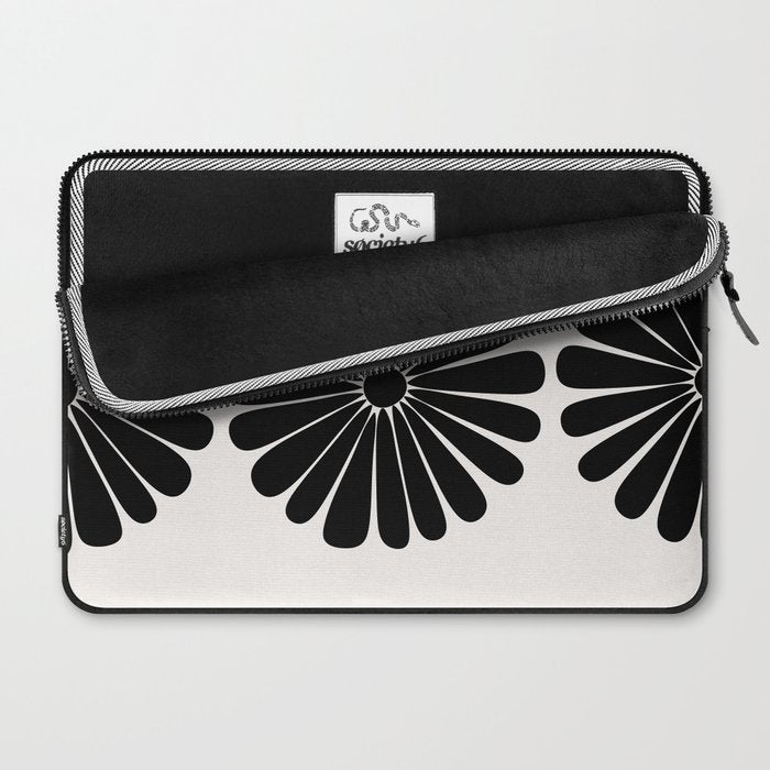 Retro Daisy Abstract I Black and White Bold Floral Laptop Sleeve Gallery Image 2