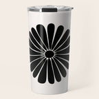 Retro Daisy Abstract I Black and White Bold Floral Travel Mug Gallery Image 1