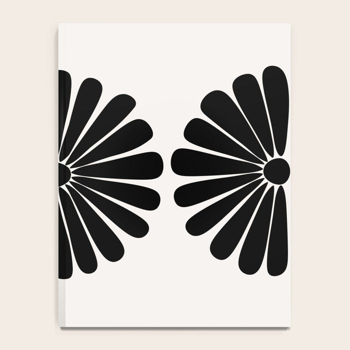 Retro Daisy Abstract I Black and White Bold Floral Notebook Gallery Image 4