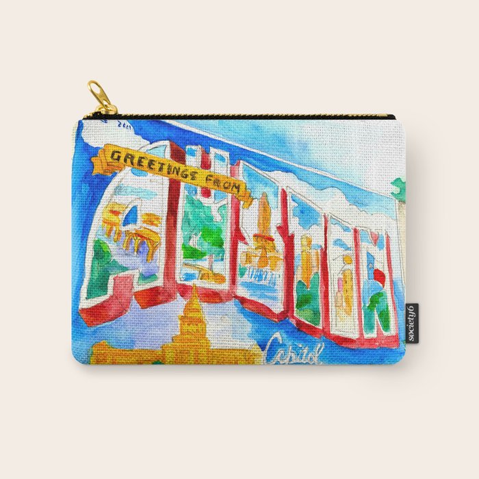 Greetings From Austin Mural watercolor Carry All Pouch Gallery Image 1