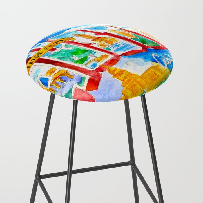 Greetings From Austin Mural watercolor Stool Gallery Image 2