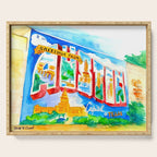 Greetings From Austin Mural watercolor Serving Tray Gallery Image 1