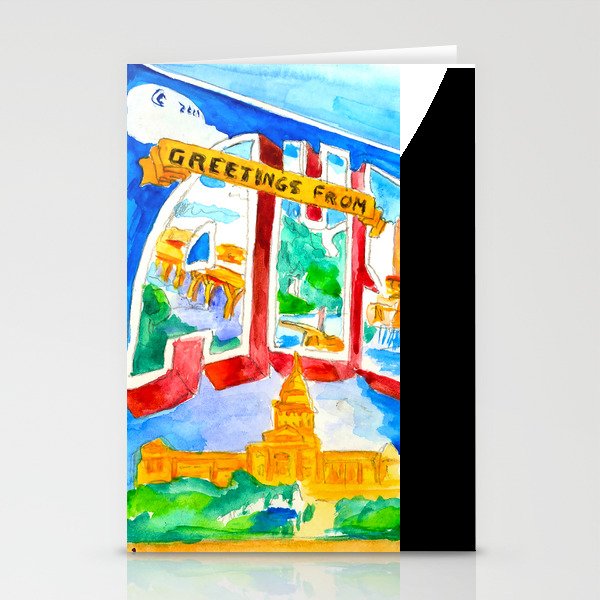 Greetings From Austin Mural watercolor Stationery Card Gallery Image 2