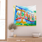 Greetings From Austin Mural watercolor Wall Tapestry Gallery Image 2