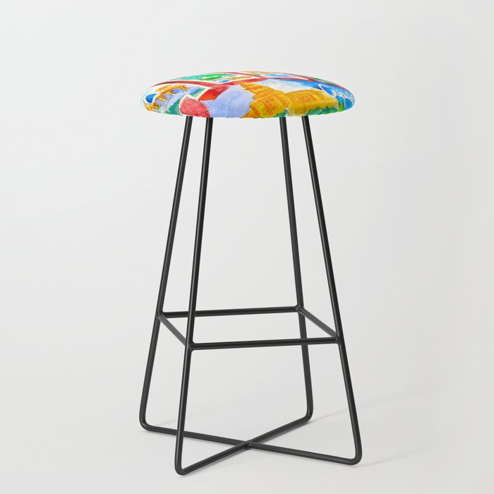 Greetings From Austin Mural watercolor Stool Gallery Image 1