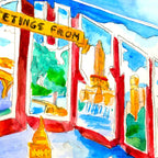 Greetings From Austin Mural watercolor Coffee Mug Gallery Image 2