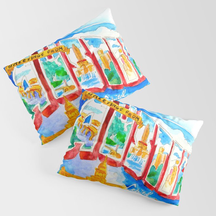 Greetings From Austin Mural watercolor Pillow Sham Gallery Image 3