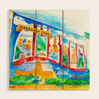 Greetings From Austin Mural watercolor Wood Wall Art Gallery Image 1