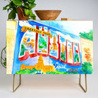 Greetings From Austin Mural watercolor Credenza Gallery Image 1