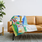 Greetings From Austin Mural watercolor Throw Blanket Gallery Image 1