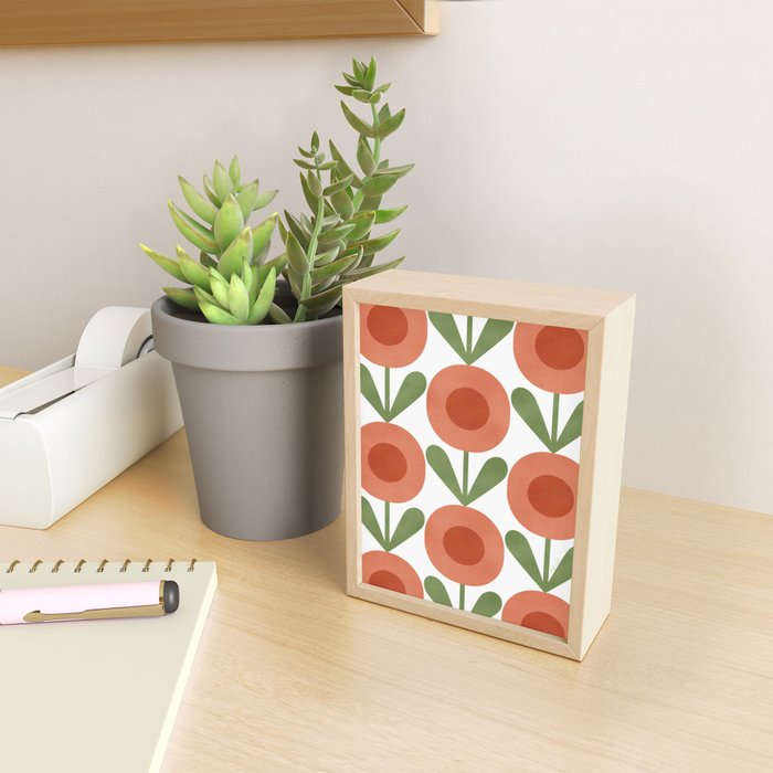 Mid Century Mod Flowers Terracotta  Mini Art Print Gallery Image 2