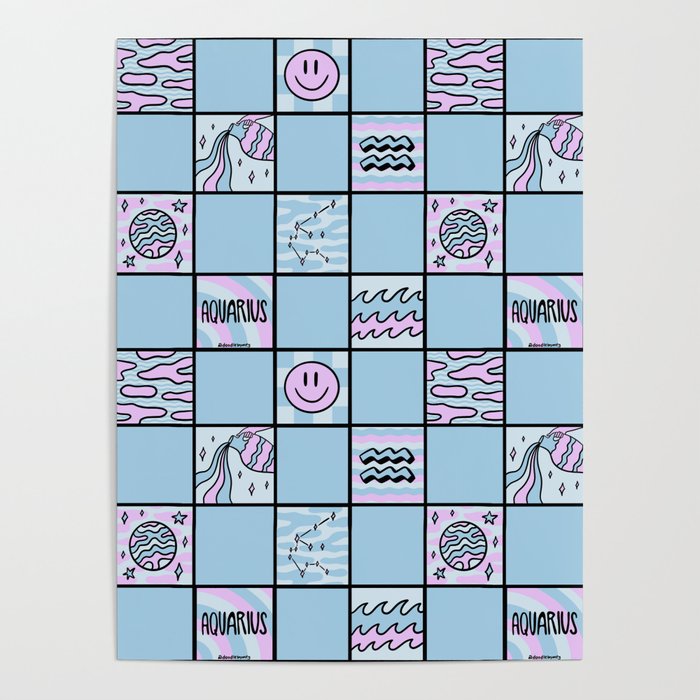 Aquarius Checkered Print Poster Gallery Image 4