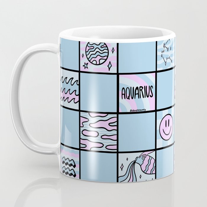 Aquarius Checkered Print Coffee Mug Gallery Image 3