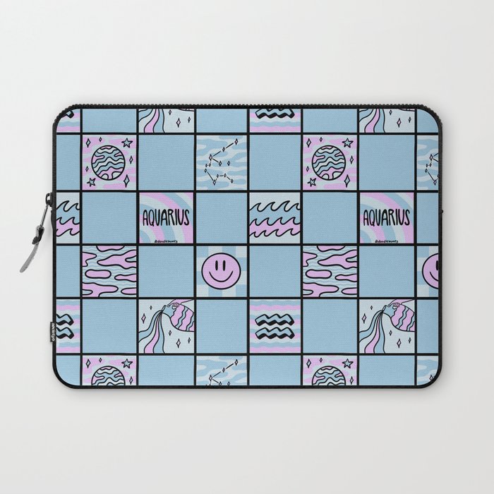 Aquarius Checkered Print Laptop Sleeve Gallery Image 1