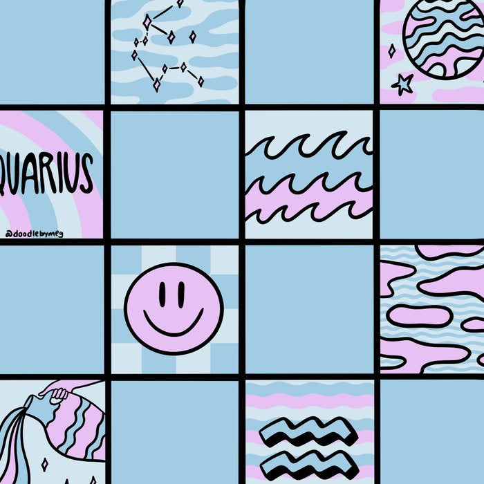 Aquarius Checkered Print Coffee Mug Gallery Image 2