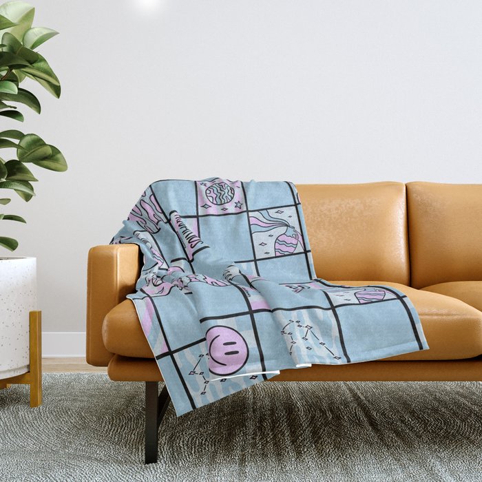 Aquarius Checkered Print Throw Blanket Gallery Image 1