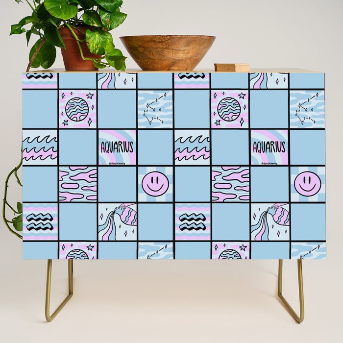 Aquarius Checkered Print Credenza Gallery Image 1