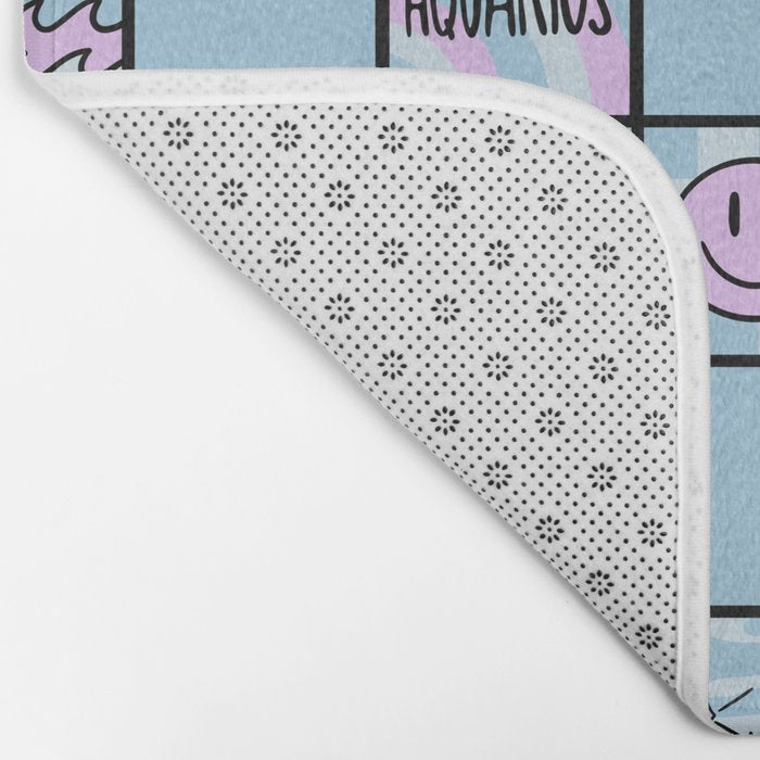 Aquarius Checkered Print Bath Mat Gallery Image 2