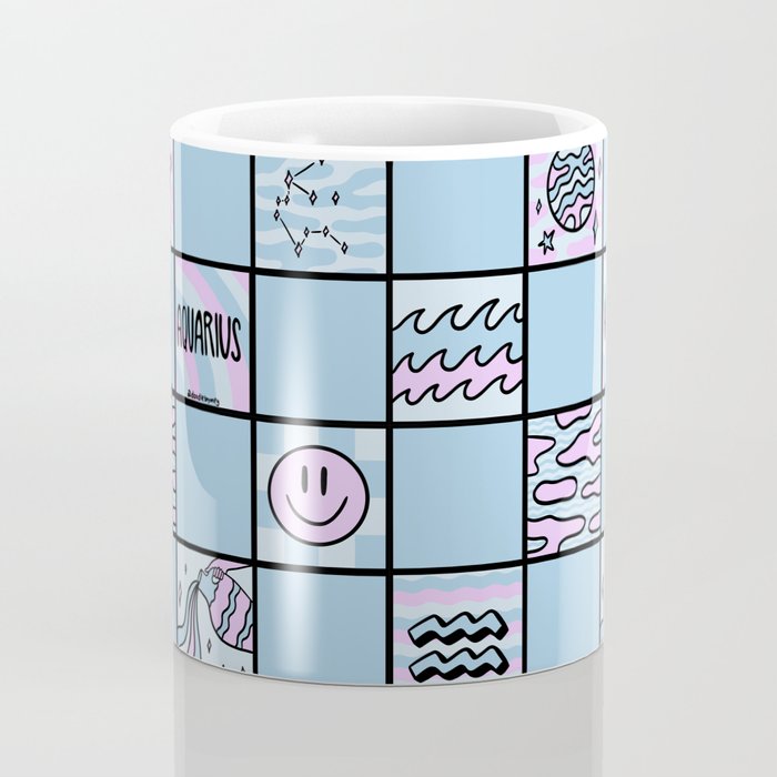Aquarius Checkered Print Coffee Mug Gallery Image 4