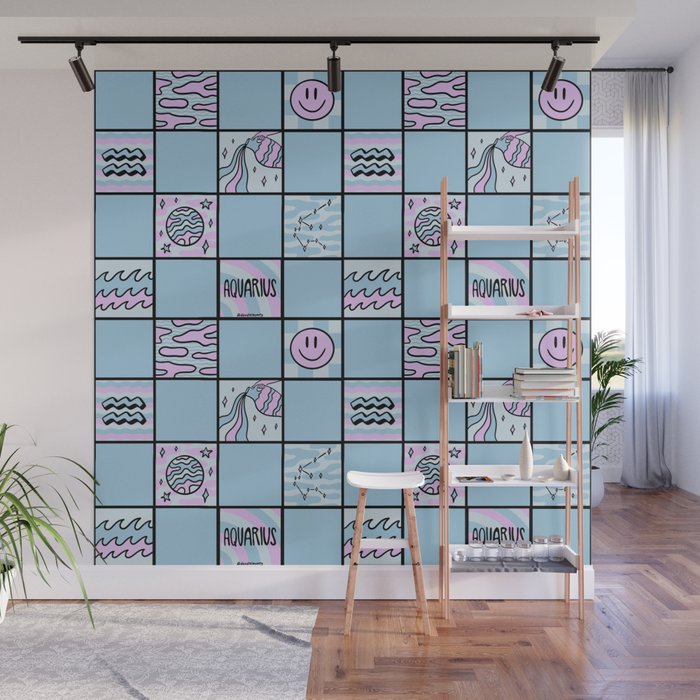 Aquarius Checkered Print Wall Mural Gallery Image 1