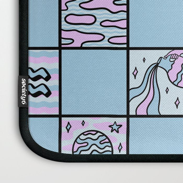 Aquarius Checkered Print Laptop Sleeve Gallery Image 3